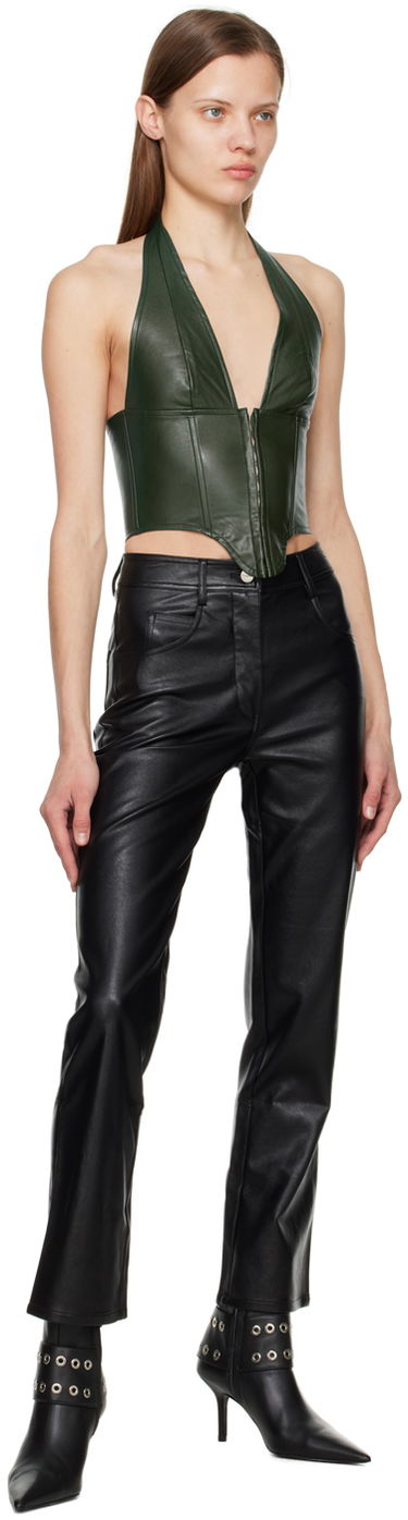 Tielko Miaou Miaou Mara Halter Leather Corset Zelené | 7048-CL, 3