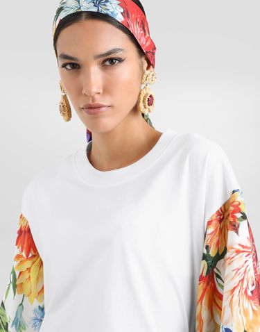 Tričko Dolce & Gabbana Dolce & Gabbana Floral Print Short Sleeve T-Shirt Biela | F8V77ZGDDCJW0800, 3