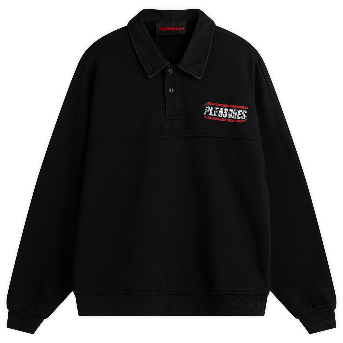 Mikina Pleasures Gentle Polo Sweatshirt Čierna | P25F028-BLK, 0