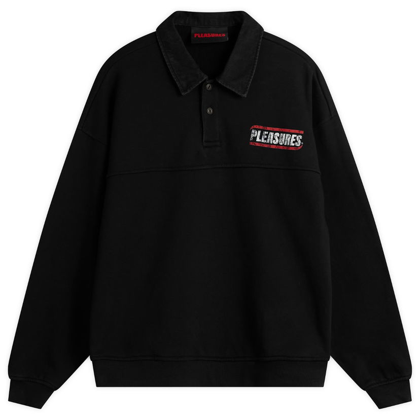 Mikina Pleasures Gentle Polo Sweatshirt Čierna | P25F028-BLK