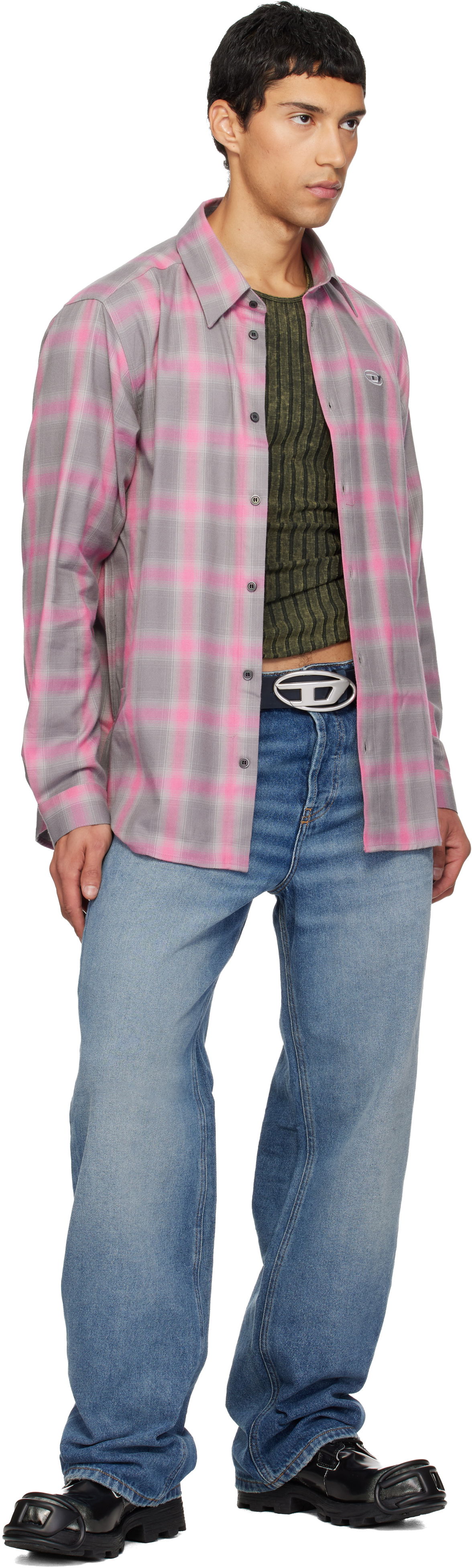 Opasok Diesel B-1dr Leather Belt with oval D-logo buckle Navy | X08516-PR666-T6083, 1