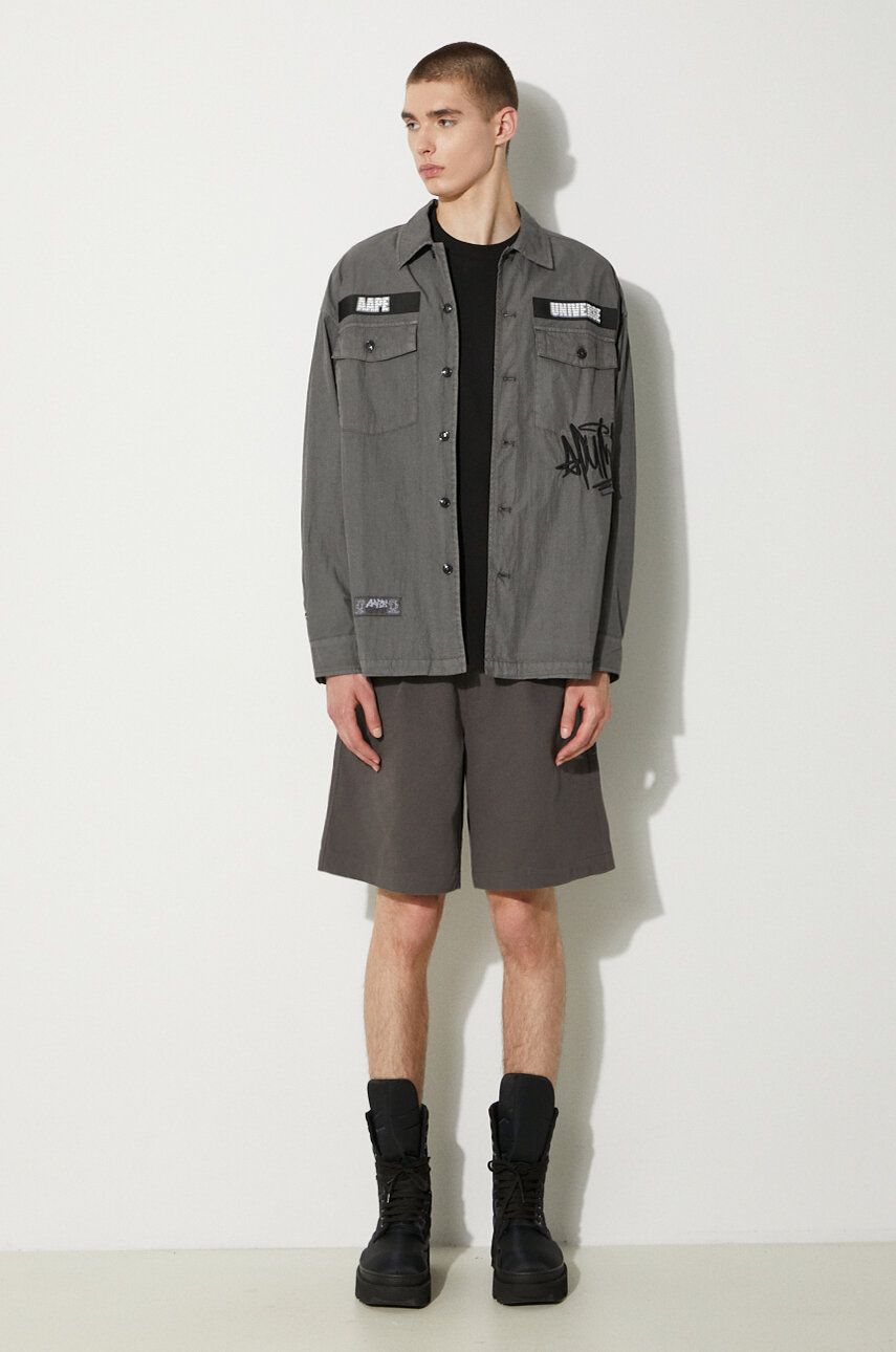 Košeľa AAPE by A Bathing Ape AAPE Regular Fit Shirt with Classic Collar Šedá | AAPSTM8481XXM, 1