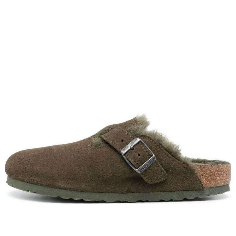 Tenisky a topánky Birkenstock Boston Shearling Suede Narrow Fit Slippers Zelené | 1025667