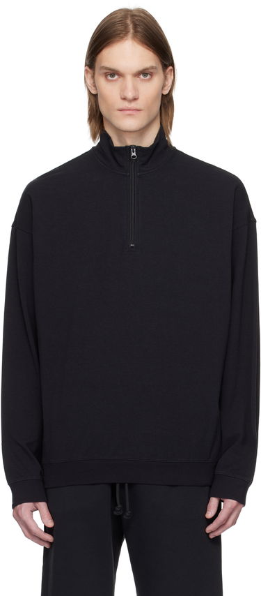Sveter SKIMS SKIMS Jersey Relaxed Quarter Zip Sweatshirt Čierna | PL-ZUP-6901M-OBSIDIAN, 0