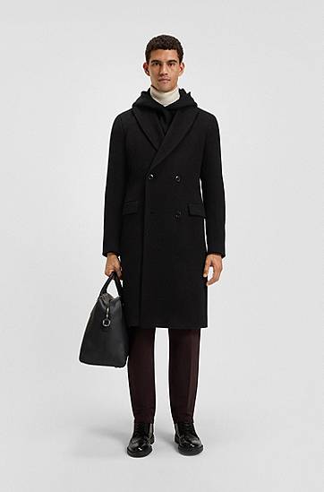 Kabáty BOSS Double-breasted coat in an alpaca blend Čierna | 50551135, 1