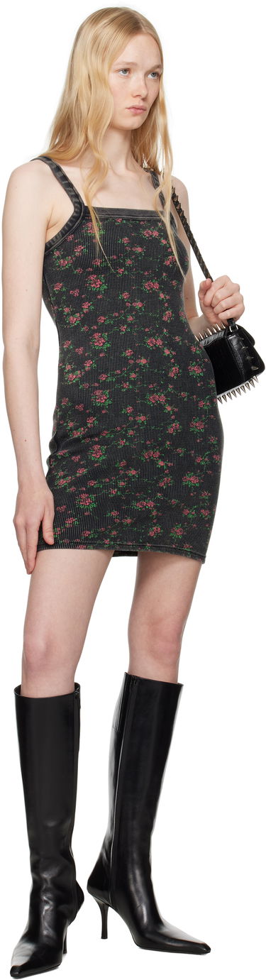 Šaty Alexander Wang Alexander Wang Floral-Print Waffle Knit Mini Dress Čierna | 8C4246605P, 3