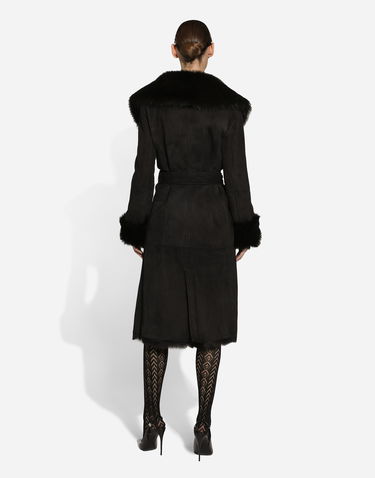 Kabáty Dolce & Gabbana Shearling Coat With Belt Čierna | F0E2SLFUP87N0000, 2
