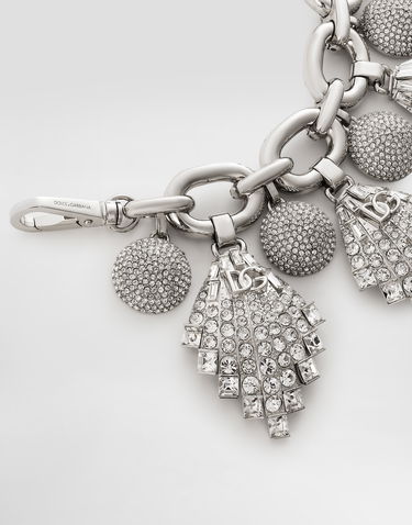 Náhrdelník Dolce & Gabbana Dolce & Gabbana Rhinestone Maxi-Necklace with Chain and DG Logo Metalická | WNR2E5W111187655, 2