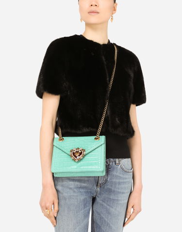 Kabelka Dolce & Gabbana Dolce & Gabbana Devotion Crocodile Skin Medium Bag Tyrkysová | BB6641A2R0887117, 1
