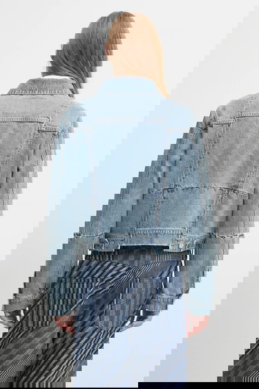 Bunda VETEMENTS VETEMENTS Cut-Up Fitted Denim Jacket Modrá | UH76DJ660LB3, 2