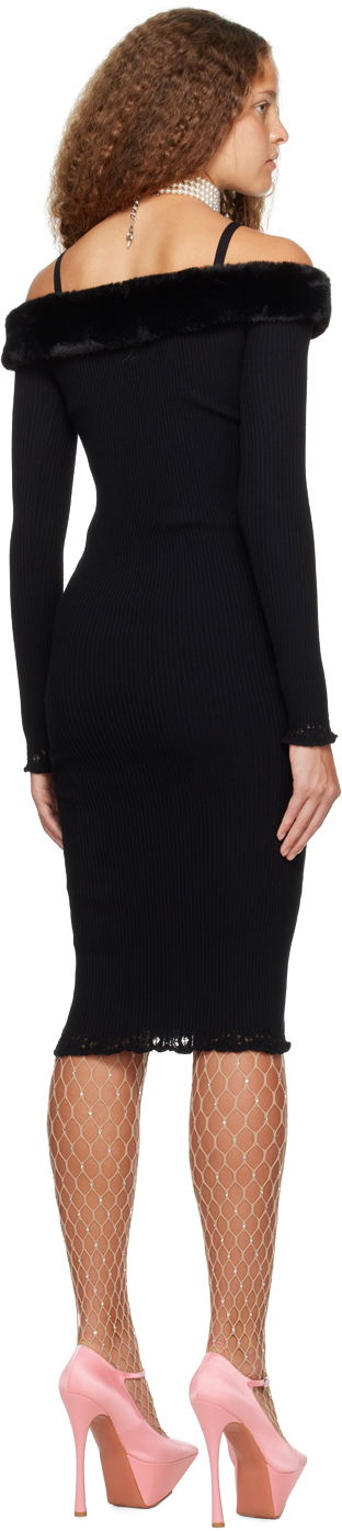 Šaty Blumarine Blumarine Faux-Fur Trim Midi Dress Čierna | A322A384B, 2