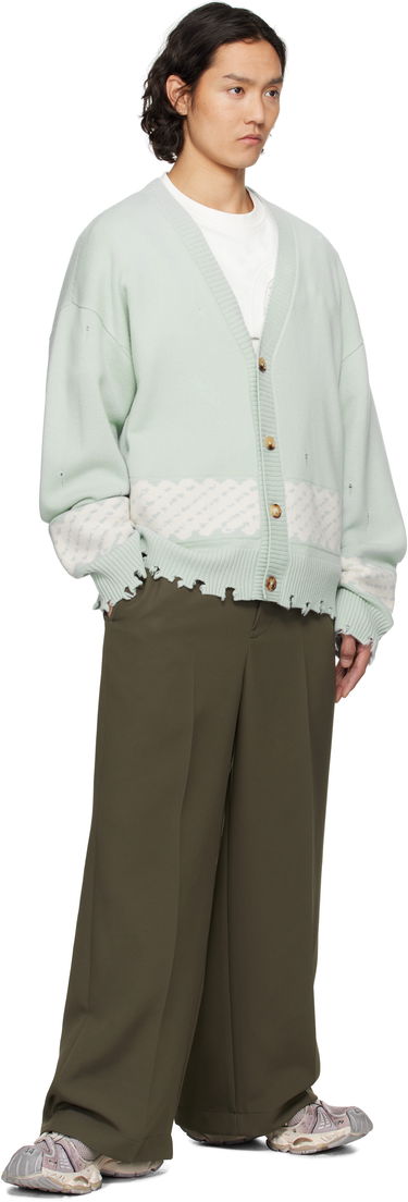 Sveter Feng Chen Wang Feng Chen Wang Ripped Jacquard Cardigan Zelené | FUS19KT06G, 3