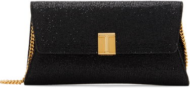 Taška cez rameno Tom Ford Glitter Textured Fabric Bag With Chain Strap Čierna | L1736-TSY053X, 0