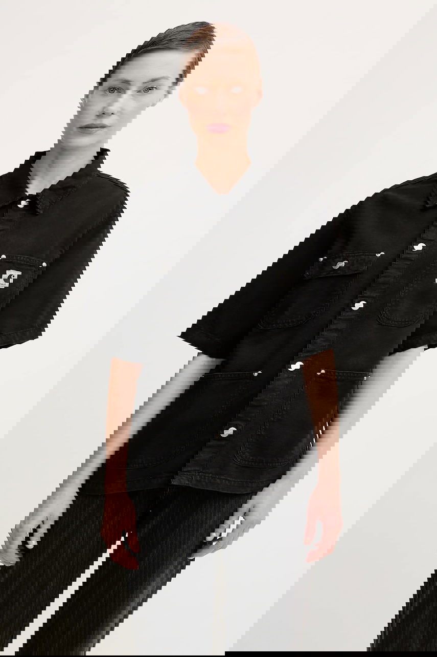 Košeľa Carhartt WIP Michigan Short Sleeve Relaxed Classic Collar Denim Shirt Čierna | I035573.89GD, 0