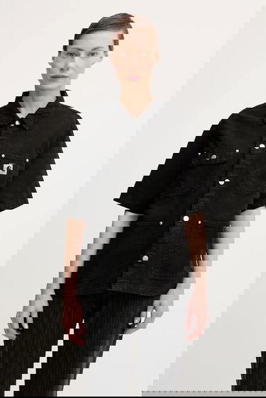 Košeľa Carhartt WIP Michigan Short Sleeve Relaxed Classic Collar Denim Shirt Čierna | I035573.89GD, 0