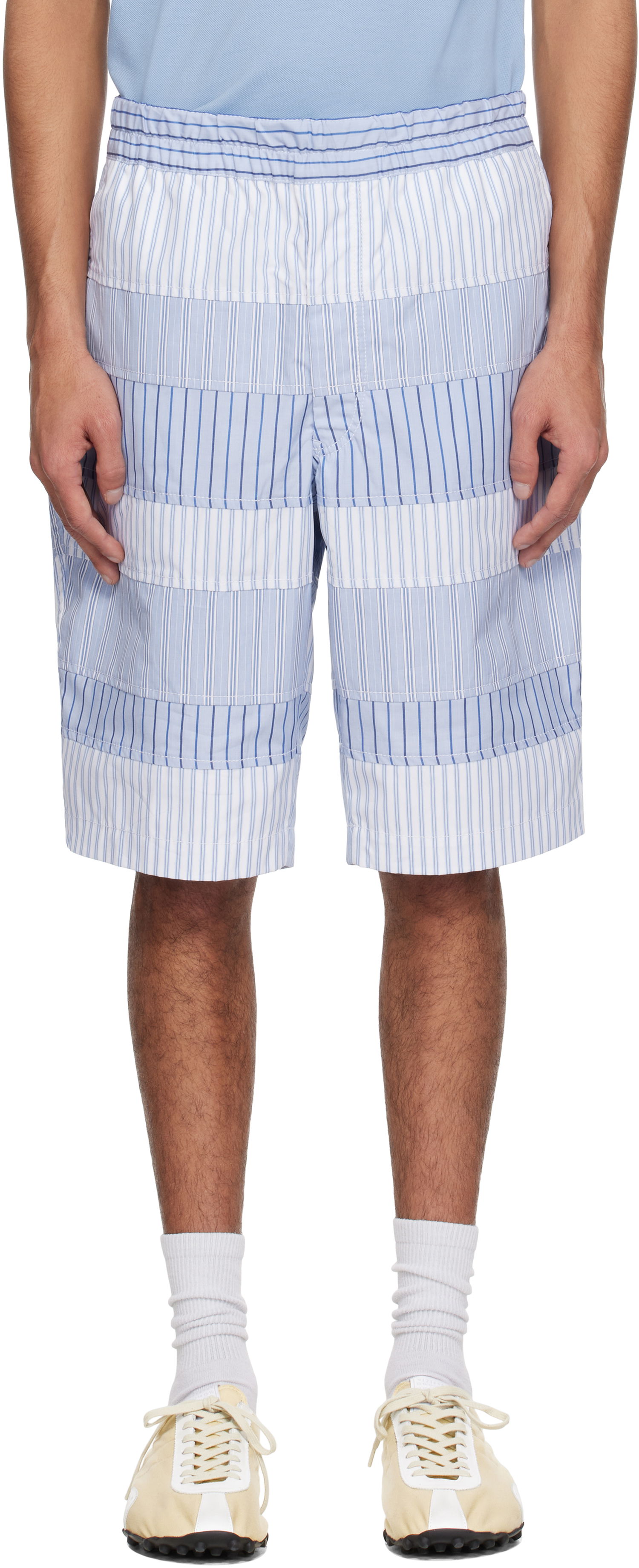 Šortky Comme des Garçons Comme des Garçons Shirt Yarn Dyed Stripe Poplin Shorts Modrá | FO-P004-051, 0
