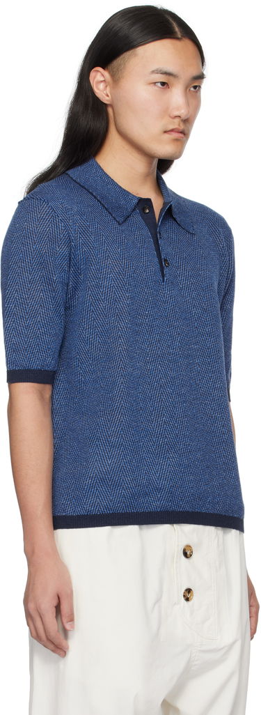 Polo tričko Bottega Veneta Bottega Veneta Chevron Knit Linen Polo Modrá | 809716V4VW04443, 1