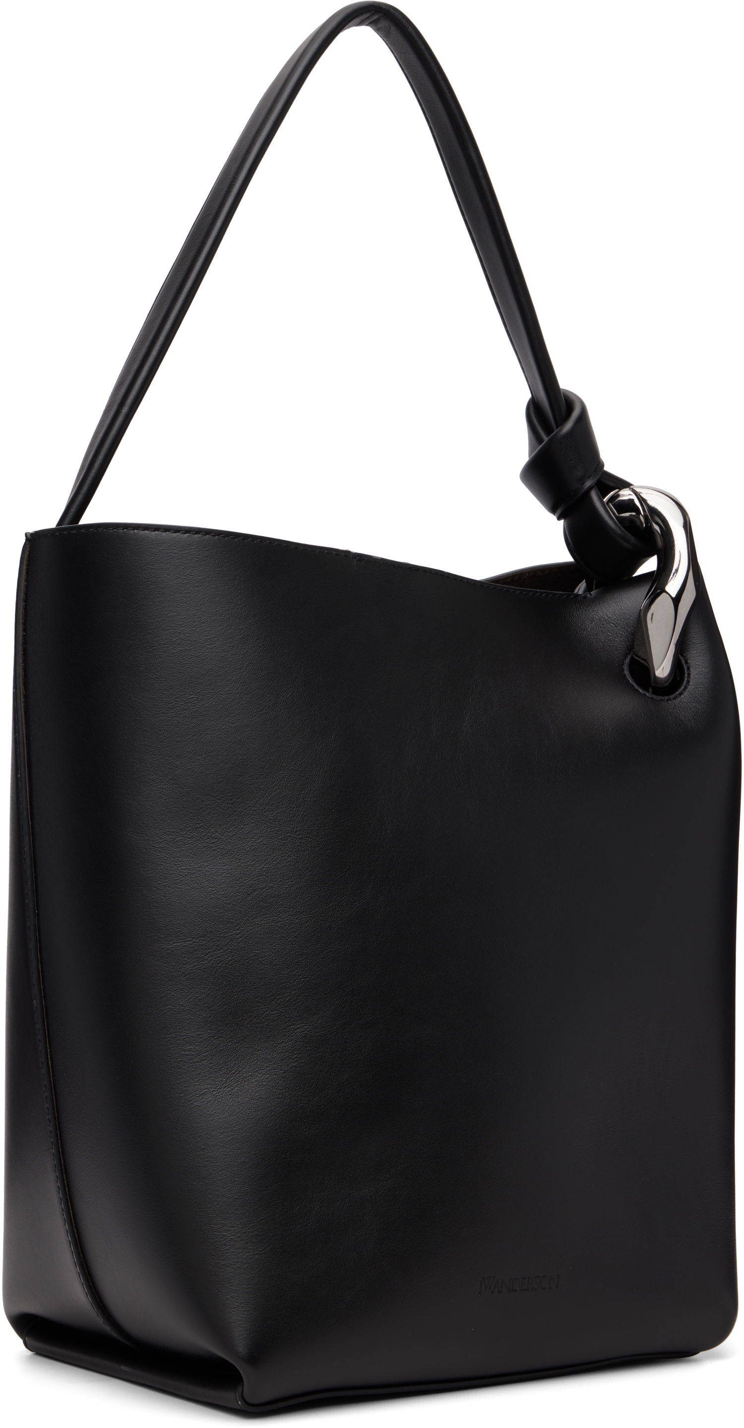 Taška cez rameno JW Anderson Corner Bucket Leather Shoulder Bag with Knot Detail and Sculptural Hardware Čierna | HB0738-LA0232, 1
