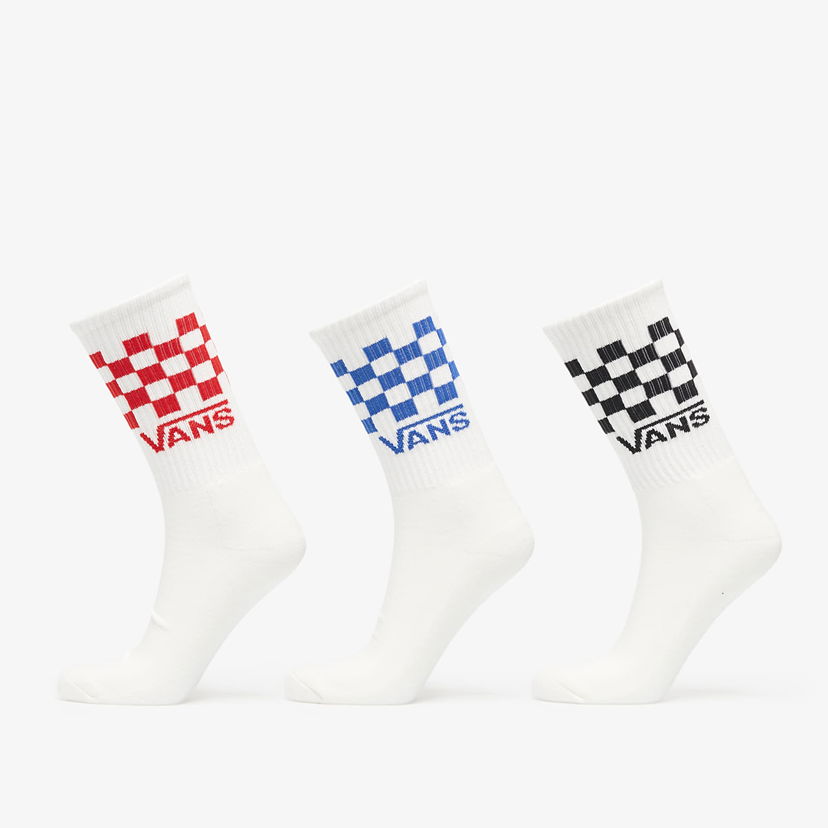 Ponožky Vans Vans Classic Check Crew Socks 3-Pack Biela | VN000QBUWHT1