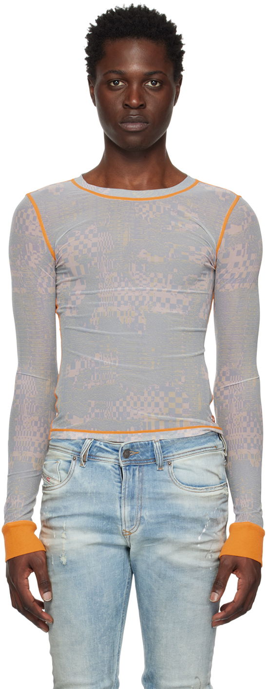 Tričko Diesel T-Siel Long Sleeve T-Shirt Modrá | A091880IJAF, 0