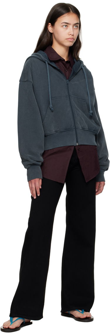 Mikina Acne Studios Acne Studios Cropped Zip Hoodie Šedá | AI0167-, 3
