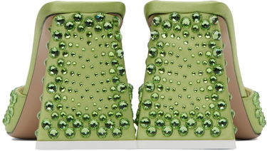 Doplnky The Attico Attico Mini Devon Crystal-Embellished Satin Mules Zelené | 241WS772 V015T, 1