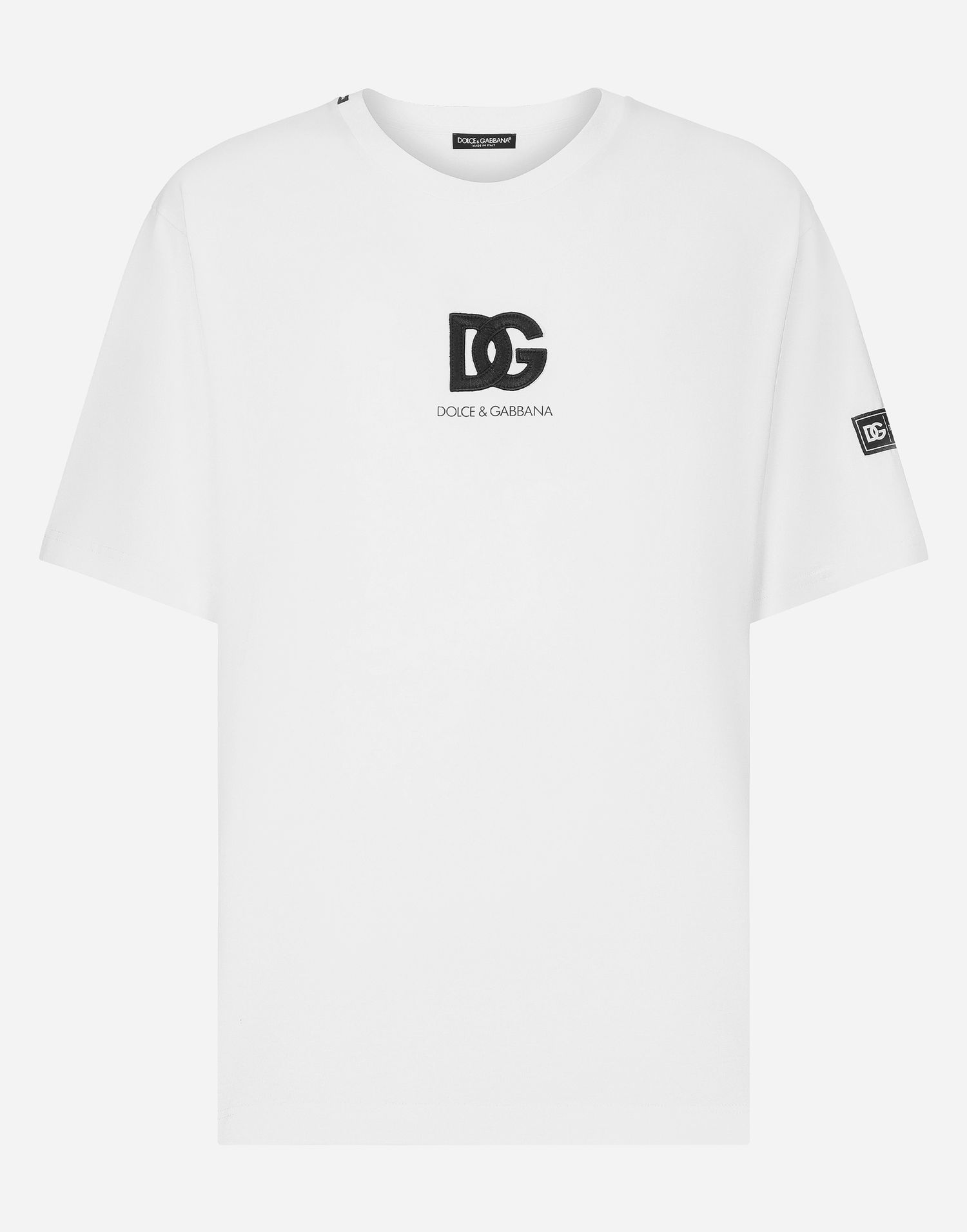 Tričko Dolce & Gabbana Short-sleeved T-shirt With Dg Logo Patch Biela | G8PN9ZG7M2FW0800, 0