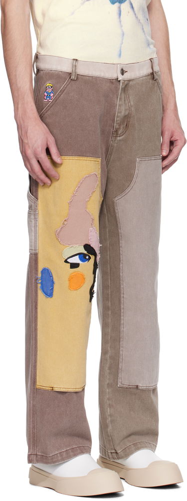Cargo nohavice KidSuper KidSuper Patchwork Face Double Knee Trousers Hnedá | SS25-PT-03, 1
