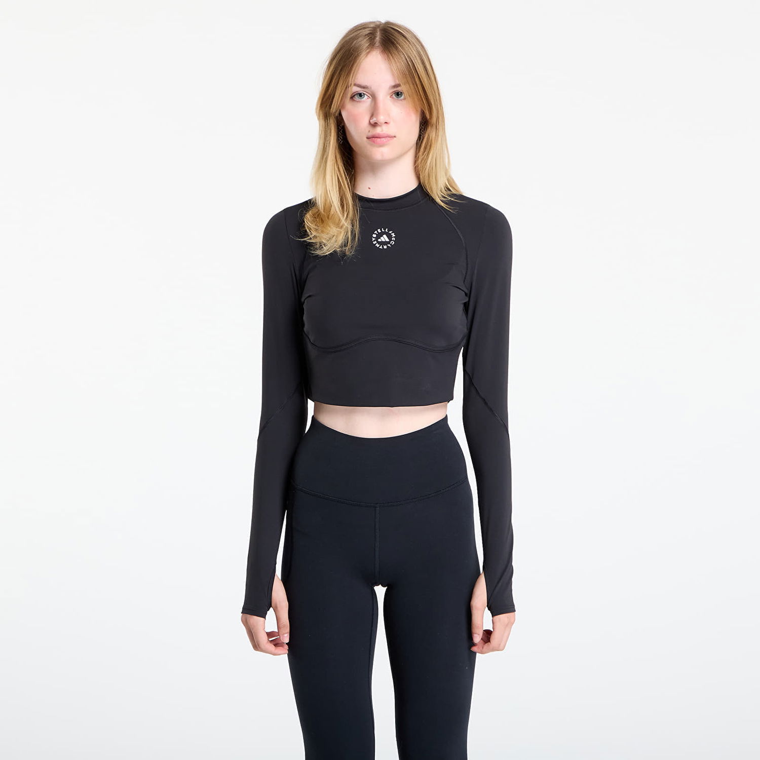 Crop Top adidas Performance Stella McCartney Training Longsleeve Crop Black Čierna | JW4566, 0