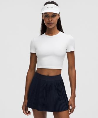 Crop Top lululemon Cropped T-Shirt Slim Fit with Built-in Bra Medium Support B/C Cups L Biela | prod11871026, 7