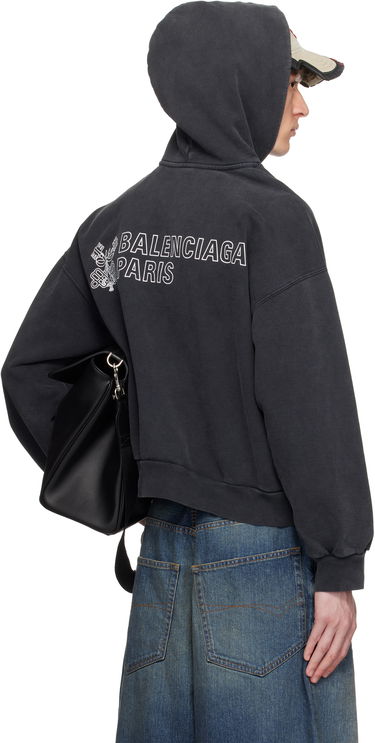 Mikina Balenciaga Balenciaga Key Crest Archetype Zip-Up Hoodie Čierna | 803264TRVU4, 2