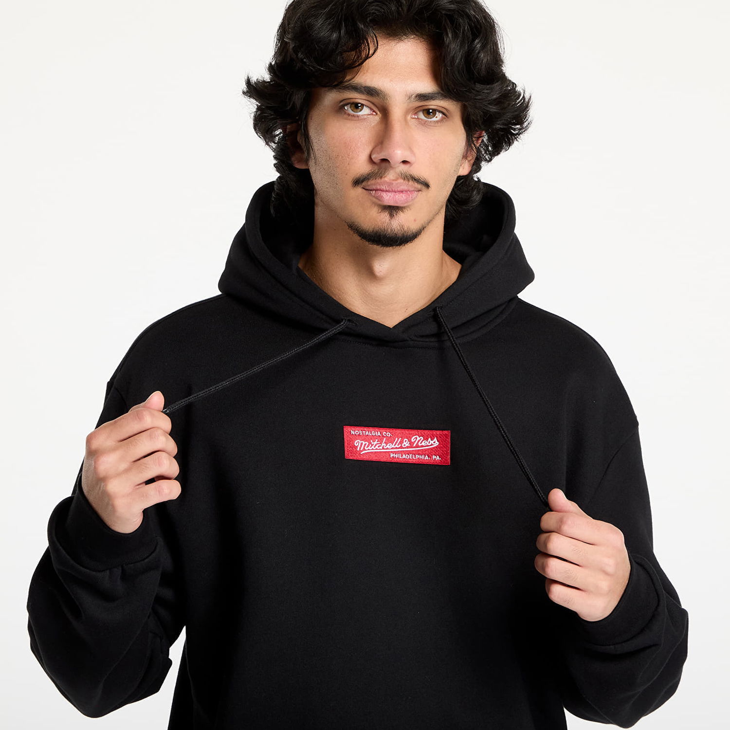 Mikina Mitchell & Ness Box Logo Black Hoodie Čierna | FPHD7886-MNNYYPPPBLCK, 1