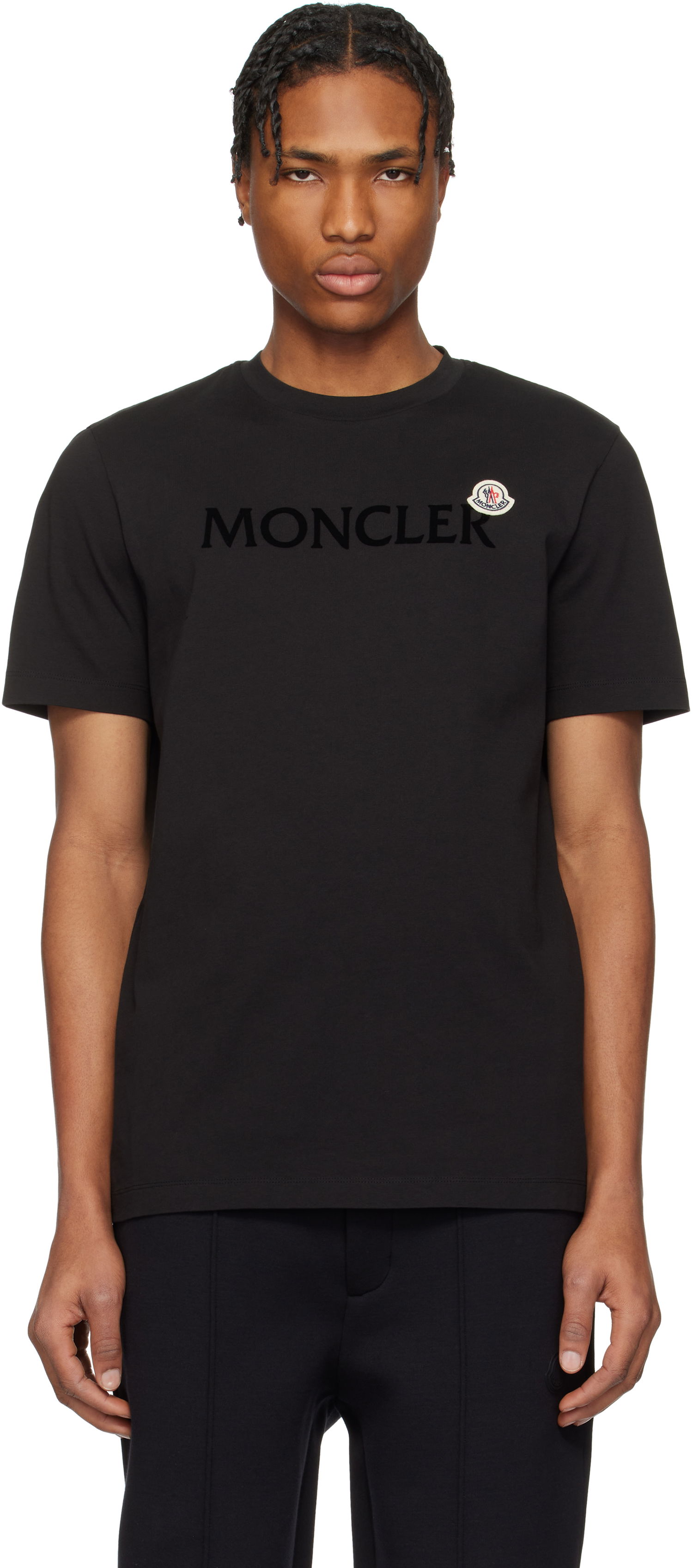Tričko Moncler Moncler Flocked Logo Cotton T-Shirt Čierna | K10918C000758390T, 0