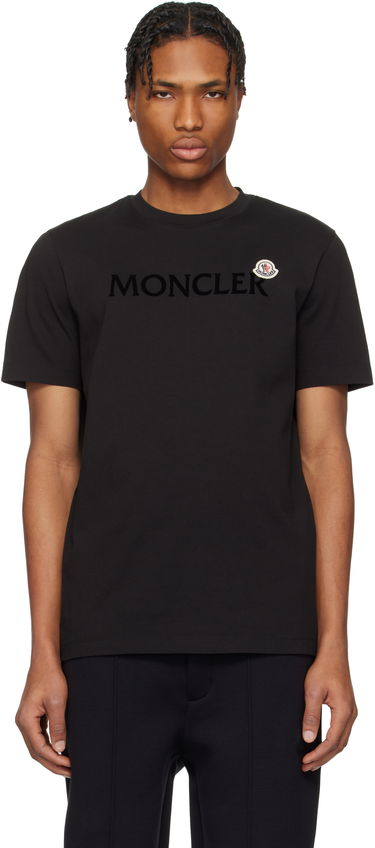 Tričko Moncler Moncler Flocked Logo Cotton T-Shirt Čierna | K10918C000758390T, 0