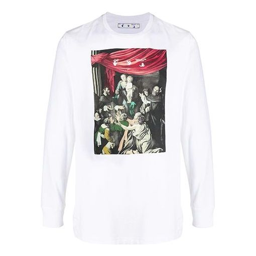 Tričko Off-White Caravaggio Print Long Sleeve T-Shirt Biela | OMAB001E20JER0050110