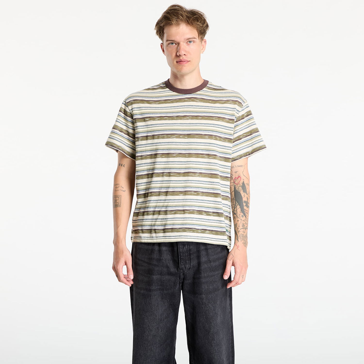 Tričko Brain Dead Toni Stripe T-Shirt Olive/ Multi Zelené | BDS25T00004778GR26, 0