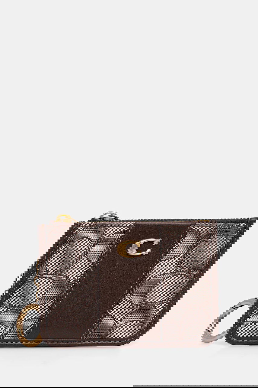 Peňaženka Coach Monogrammed Zippered Card Case with Key Ring Hnedá | CCD13, 0