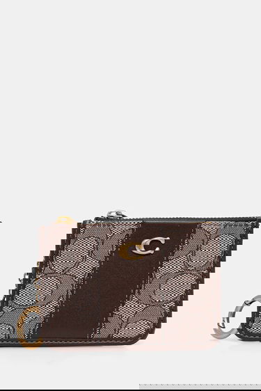 Peňaženka Coach Monogrammed Zippered Card Case with Key Ring Hnedá | CCD13, 0