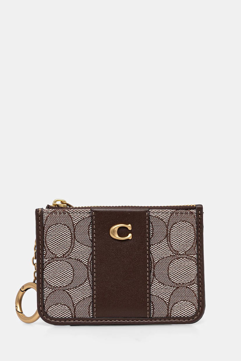 Peňaženka Coach Monogrammed Zippered Card Case with Key Ring Hnedá | CCD13