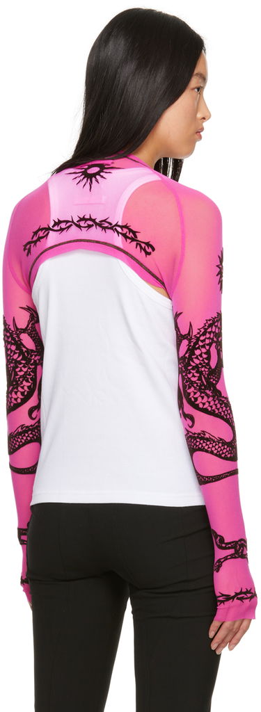 Tielko Jean Paul Gaultier Jean Paul Gaultier 'Safe Sex' Tattoo Print Mesh Shrug Biela | 23/15-F-TO120I-T001-22, 2