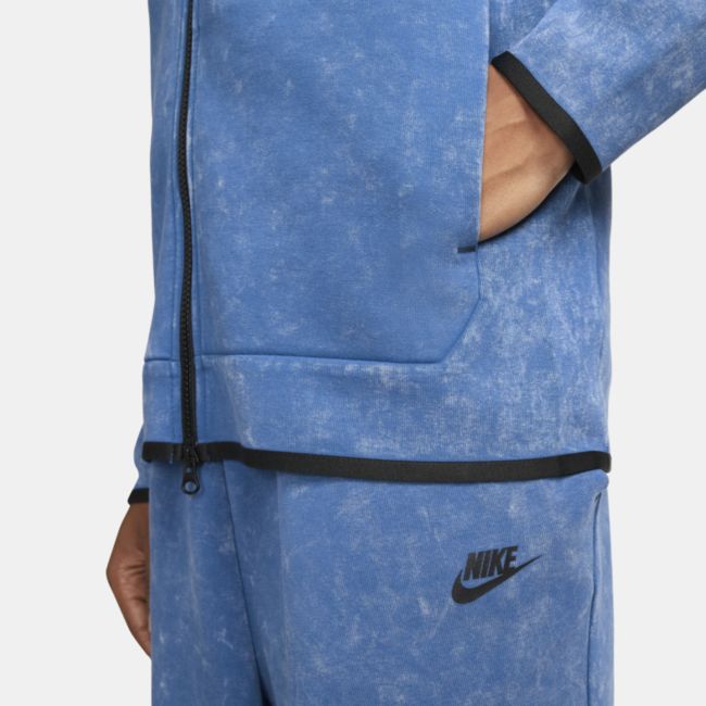 Mikina Nike Tech Fleece Wash Full-Zip Hoodie Modrá | DM6515-407, 1