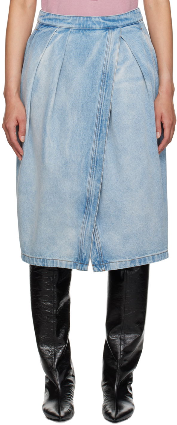 Denim Knotted Midi Skirt