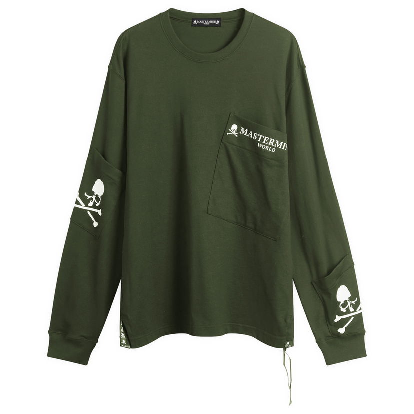 Tričko Mastermind WORLD MASTERMIND WORLD Multi Pocket Long Sleeve T-Shirt Zelené | MW25S15-TS024-011OLV