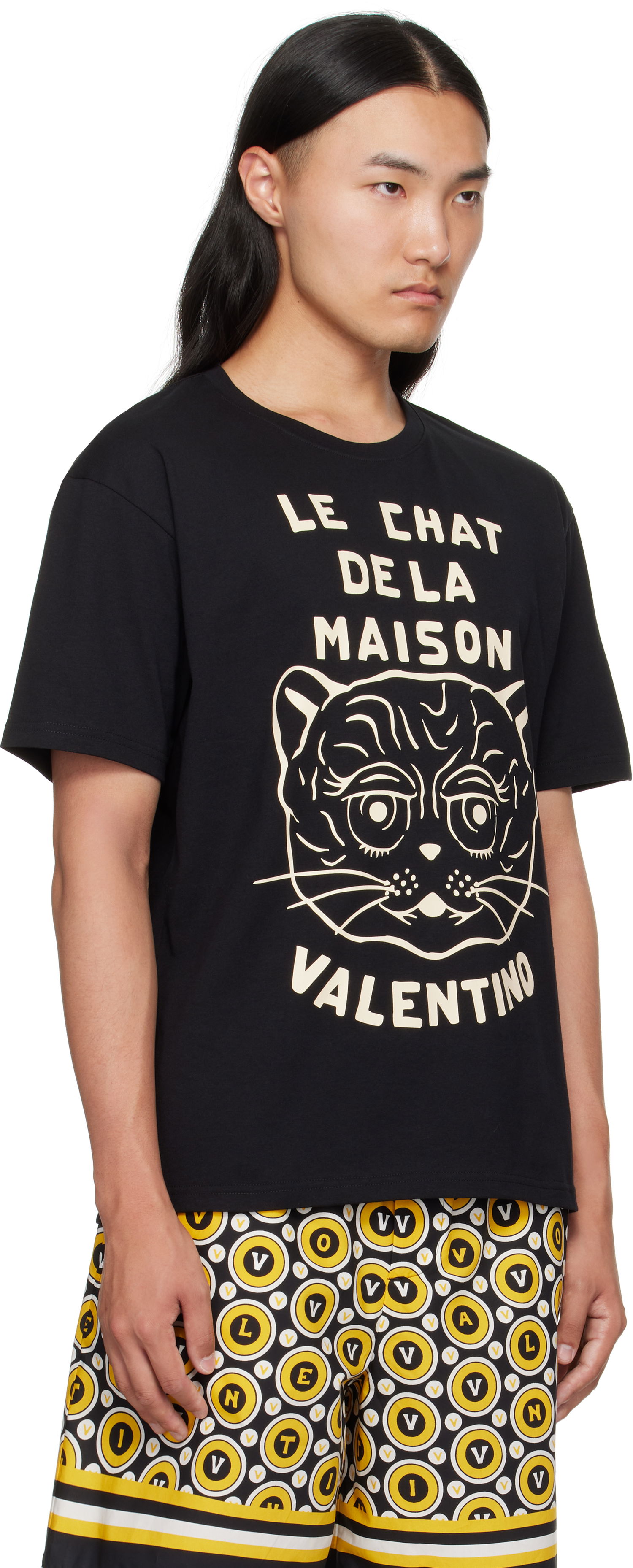 Tričko Valentino Valentino 'Le Chat De La Maison' Cotton T-Shirt Čierna | 7V3MG16PB32, 1