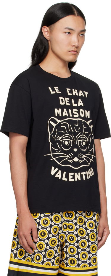 Tričko Valentino Valentino 'Le Chat De La Maison' Cotton T-Shirt Čierna | 7V3MG16PB32, 1