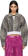 Ganni Leopard Print Curve Sleeve Cropped Jacket
