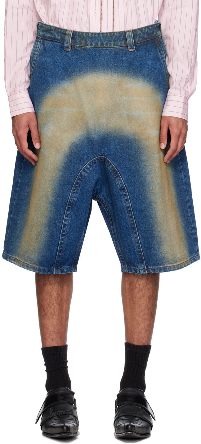 Šortky Y/PROJECT Sprayed Denim Shorts Modrá | 207SO001, 0