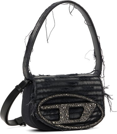 Taška cez rameno Diesel 1DR Distressed Crystal-Embellished Shoulder Bag Čierna | X08396 P8398, 1