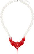 Ottolinger Pearl Necklace with Red Pendant