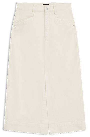 Sukňa BOSS Midi Rigid Denim Skirt Biela | 50542546